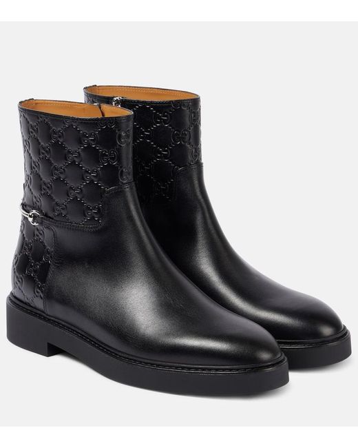 Gucci Black Slim Horsebit Ankle Boot