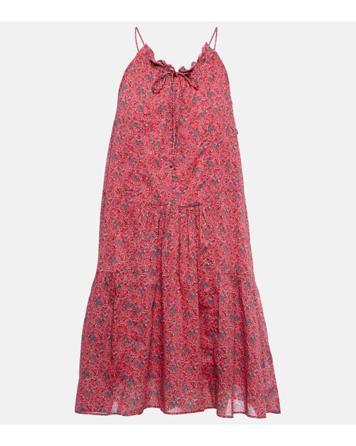 Isabel Marant Red Kildi Floral Cotton Minidress
