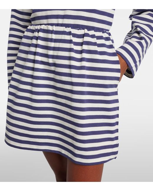 Posse Blue Haisley Striped Cotton Miniskirt