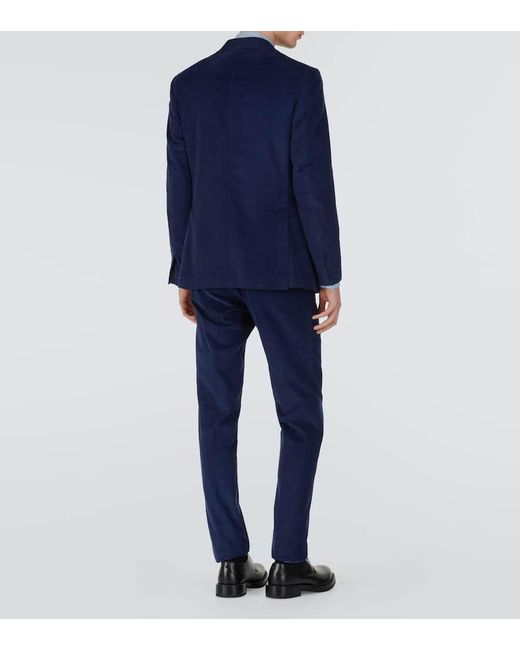 Brioni Blue Cotton And Cashmere Corduroy Suit for men