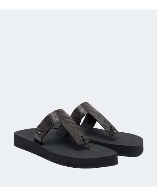 Christen Black Edge Leather Thong Sandals
