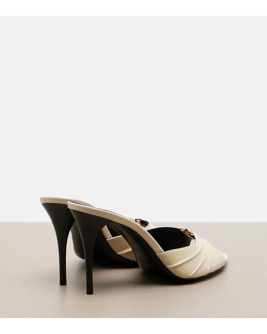 Saint Laurent Metallic Babylone Cassandre Leather Mules
