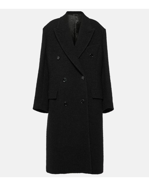 Acne Black Double-breasted Wool-blend Coat