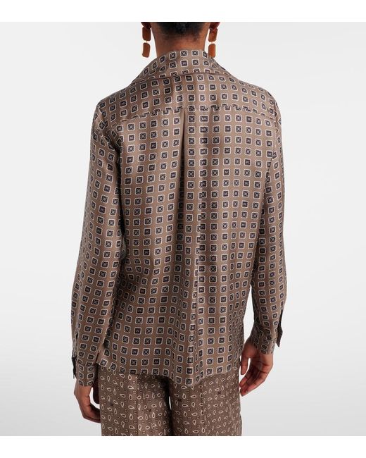 Max Mara Brown Disco Printed Silk Twill Shirt