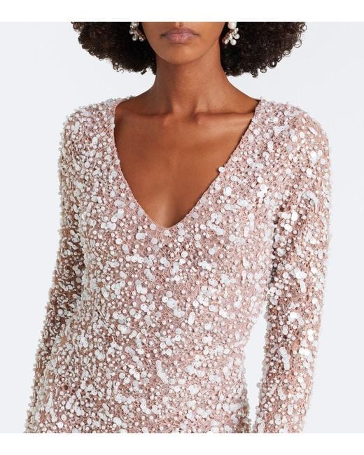 La Fuori Pink Sequined Gown