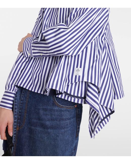 Sacai Blue Striped Cotton Poplin Shirt