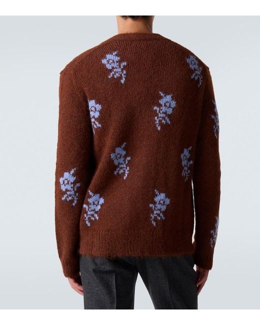 Jil Sander Brown Intarsia Alpaca And Wool-Blend Cardigan for men