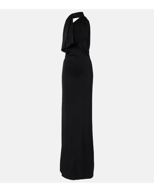 Khaite Black Roza Draped Jersey Gown
