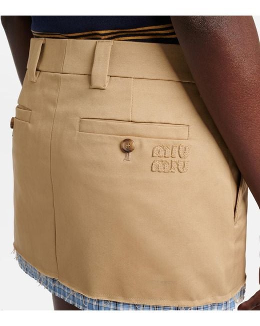 Miu Miu Natural Minirock Aus Baumwolle