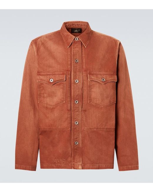 RRL Orange Denim Overshirt for men