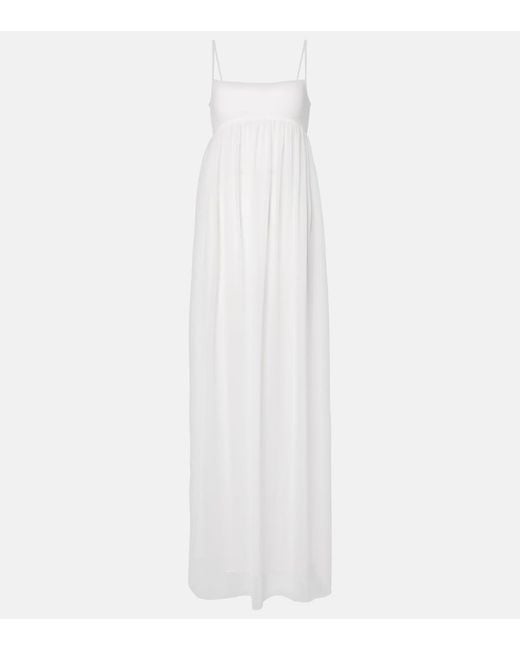 Jacquemus White Peplo Jersey And Muslin Maxi Dress