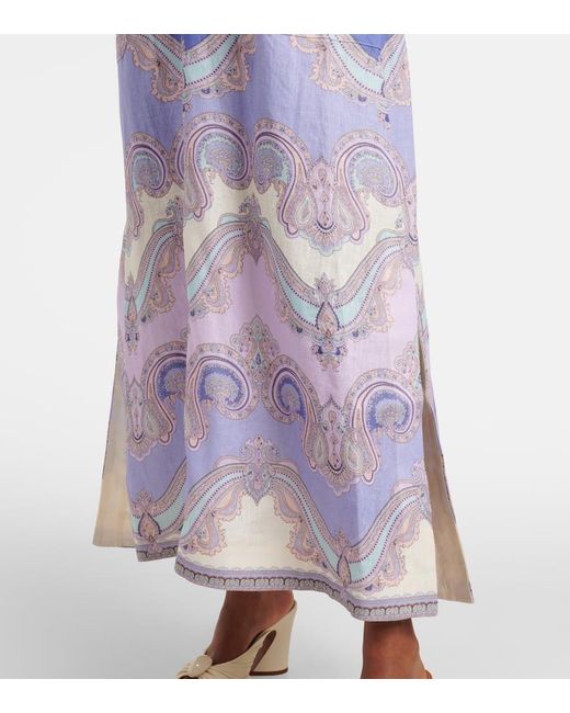 Robe Longue Maxine En Lin A Motif Cachemire Zimmermann en coloris Blue