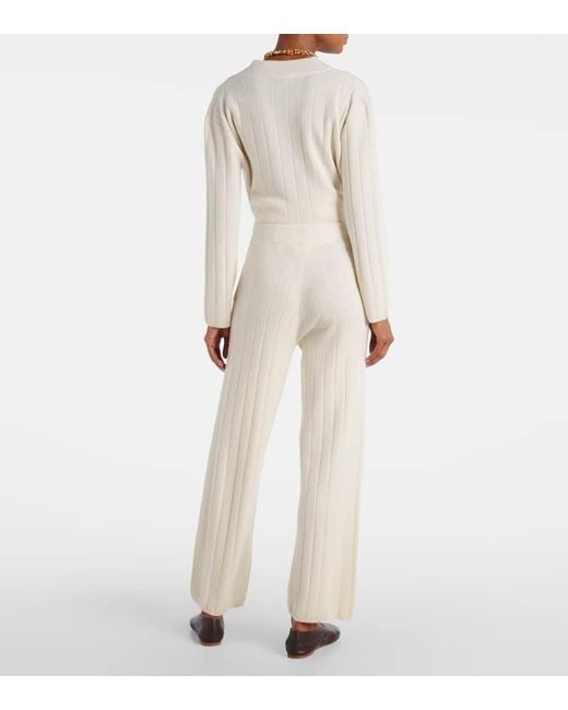 Max Mara White Jardin Ribbed-Knit Cashmere Sweatpants