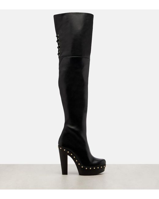 Chloé Black Lola Studded Leather Over-The-Knee Boots