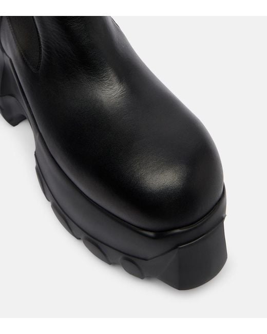 Rick Owens Black Beatle Mega Tractor Leather Chelsea Boots