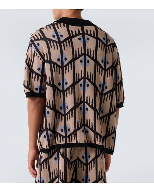 Commas Black Jacquard Polo Shirt for men