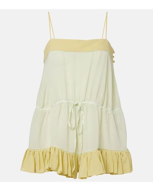 Chloé Natural Ruffled Silk Romper