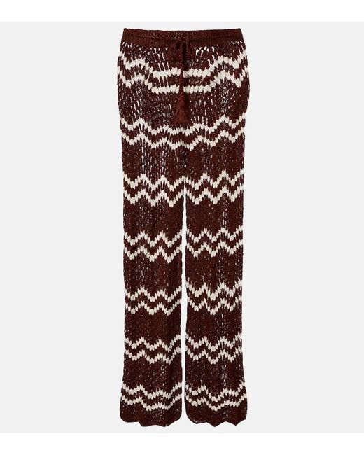 Anna Kosturova Brown Crochet Cotton Straight Pants