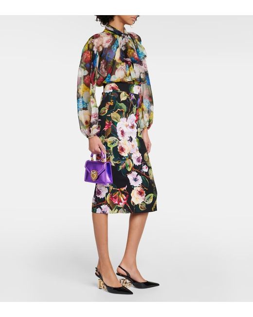 Dolce & Gabbana Multicolor Bluse aus Seiden-Chiffon