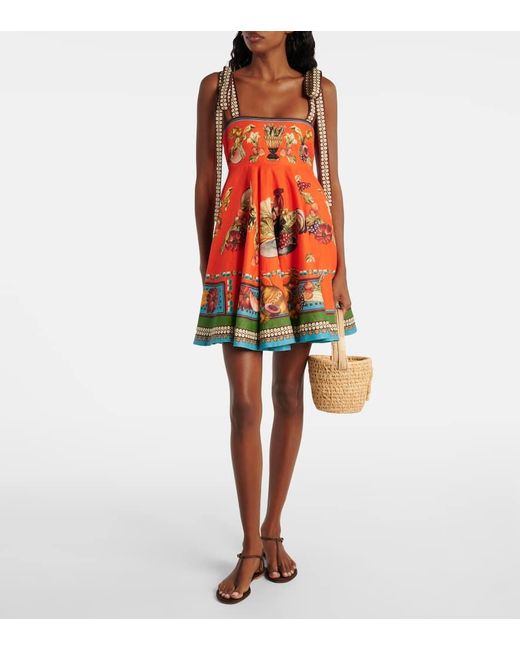 Vestido Corto Rocco De Lino Estampado ALÉMAIS de color Multicolor