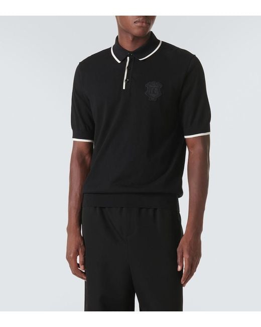 Dolce & Gabbana Black Cotton Polo With Logo for men