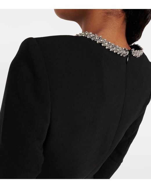 Self-Portrait Black Crepe Embellished Top