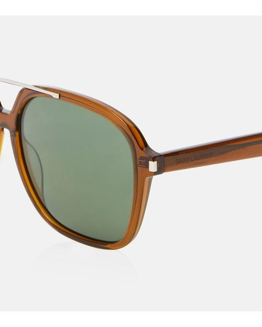 Saint Laurent Green Corner Angle Square Sunglasses