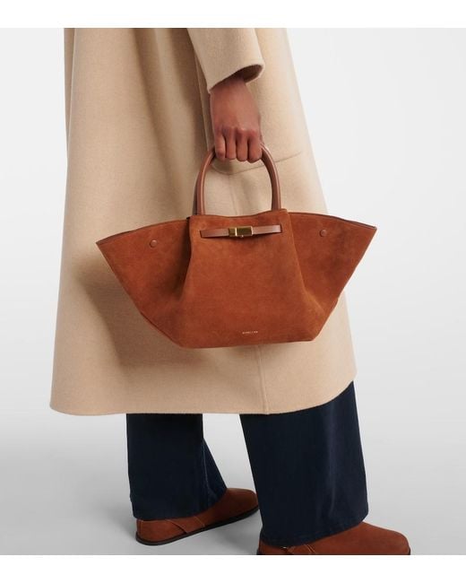 DeMellier London Brown New York Midi Suede Top-Handle Bag