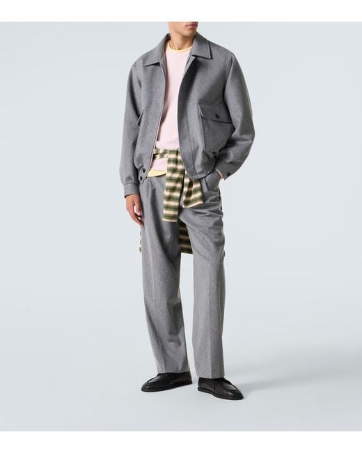 Auralee Gray Cashmere Straight Pants for men