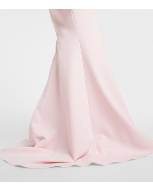 Safiyaa Pink Feather-trimmed Off-shoulder Gown