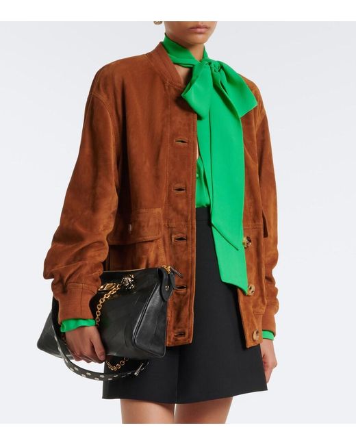 Valentino Brown Caban Suede Bomber Jacket