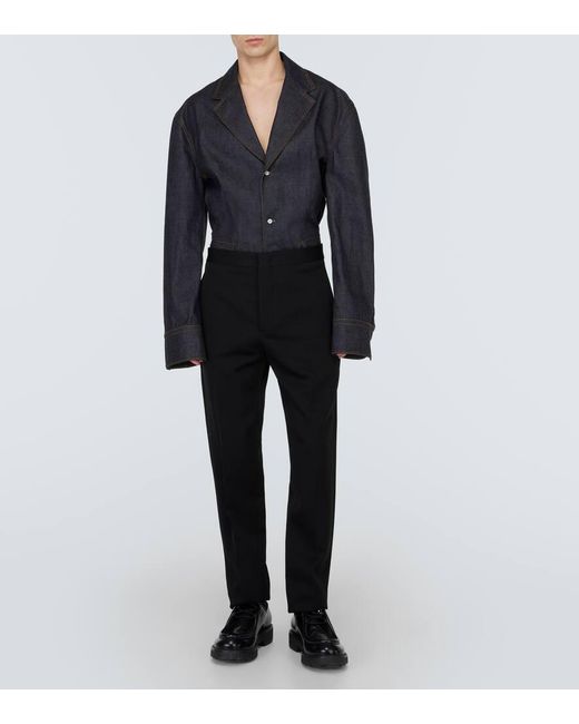 Prada Blue Single-Breasted Denim Jacket for men