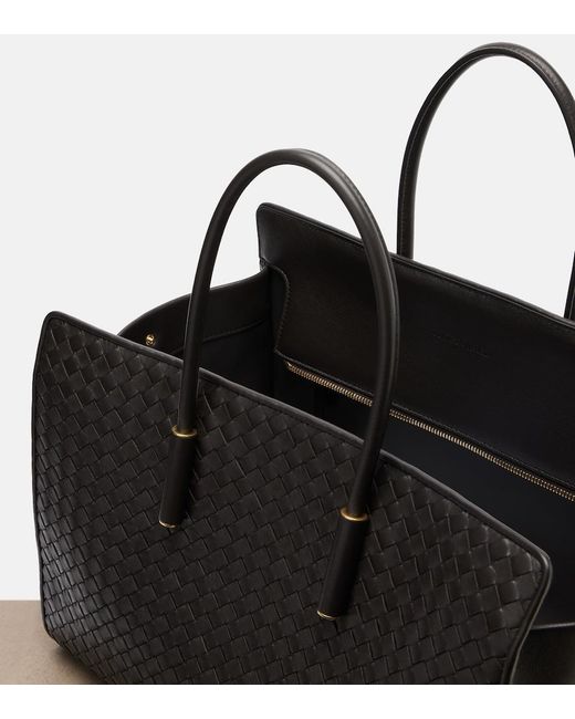 Bottega Veneta Black Barbara Intrecciato Medium Leather Tote Bag