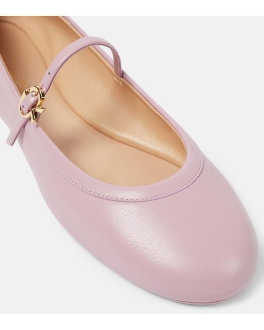 Gianvito Rossi Pink Carla Leather Mary Jane Flats