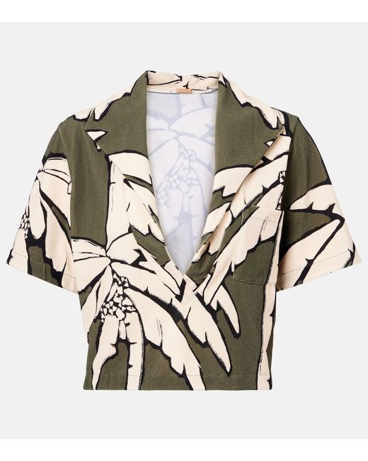 Johanna Ortiz Metallic Cropped-Hemd Aus Frottee