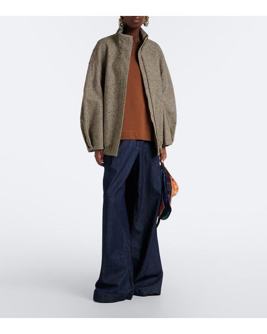 Dries Van Noten Brown Checked Bomber Jacket