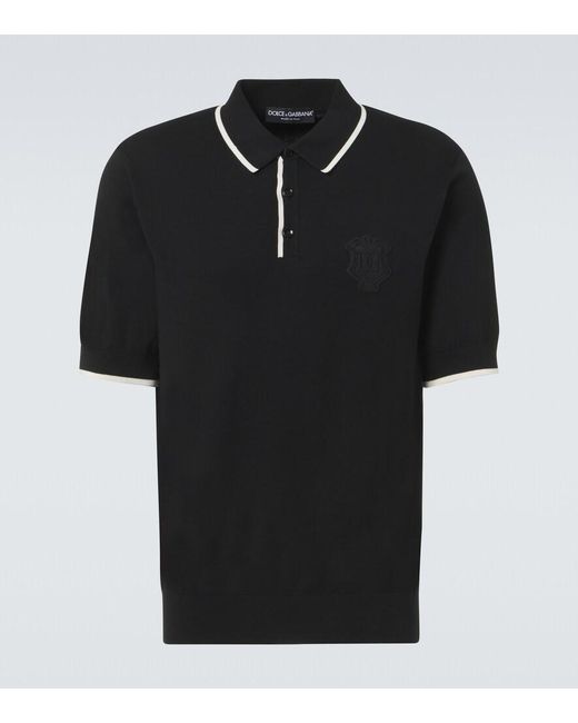 Dolce & Gabbana Black Cotton Polo With Logo for men