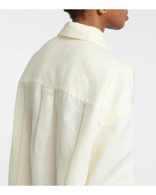 Bottega Veneta White Oversize-Hemd aus Leinen