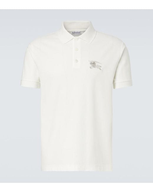 Burberry White Ekd Cotton Polo Shirt for men