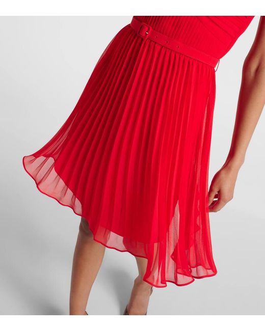 Self-Portrait Red Off-Shoulder Chiffon Minidress