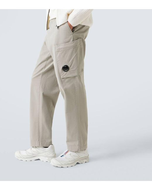 C P Company Gray Lens Cotton Sateen Cargo Pants for men