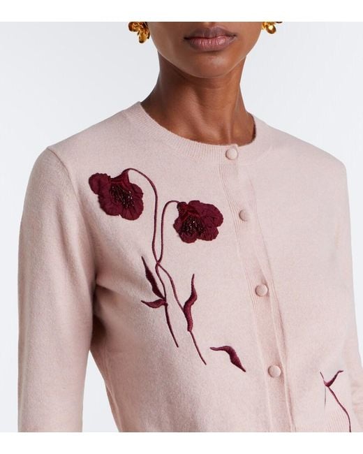 Erdem Pink Floral-Applique Cardigan