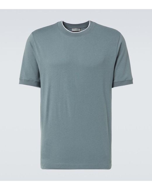 Canali Blue Cotton-Blend Jersey T-Shirt for men