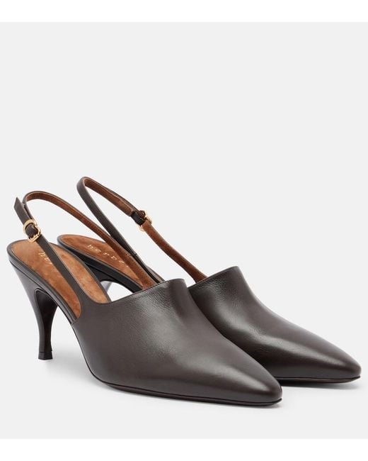 Herbert Levine Brown Cover Up 80 Leather Slingback Pumps