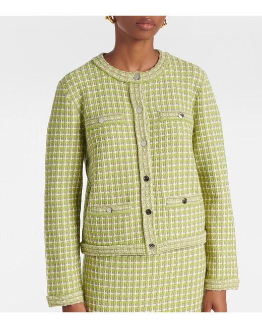 Tory Burch Green Knitted Checked Jacket