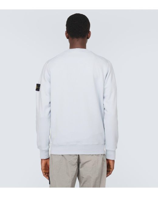 Stone Island White Compass Cotton Fleece Sweatshirt for men
