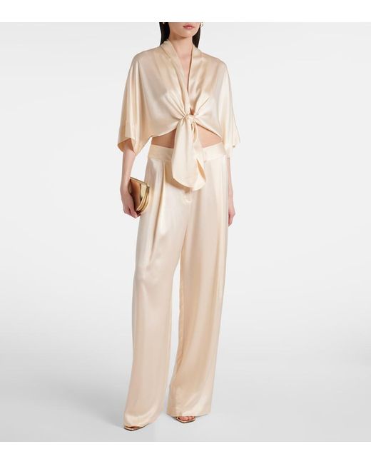 The Sei Natural Silk Satin Straight Pants