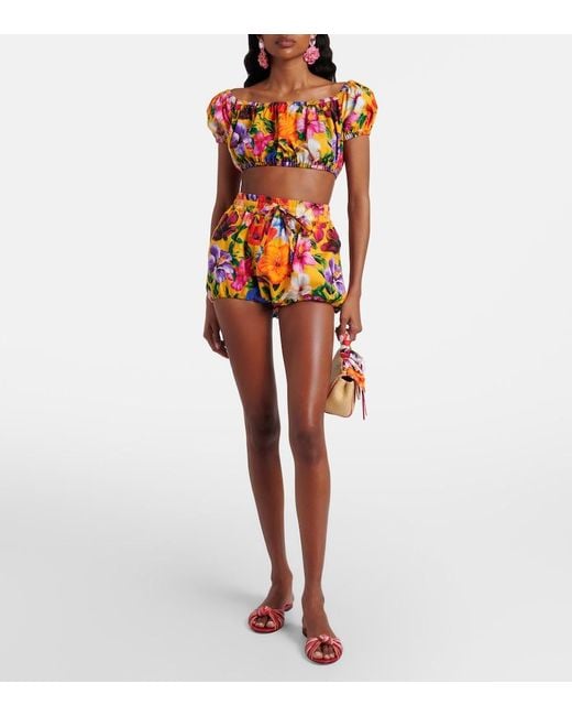Dolce & Gabbana Red Floral Cotton Shorts