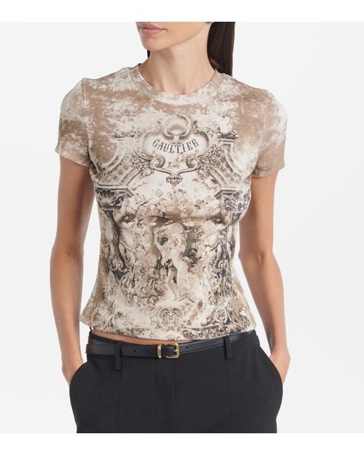 Jean Paul Gaultier Natural Medaillon Cotton-Blend Jersey T-Shirt