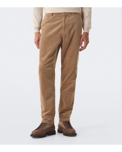 Brunello Cucinelli Natural Cotton Corduroy Straight Pants for men